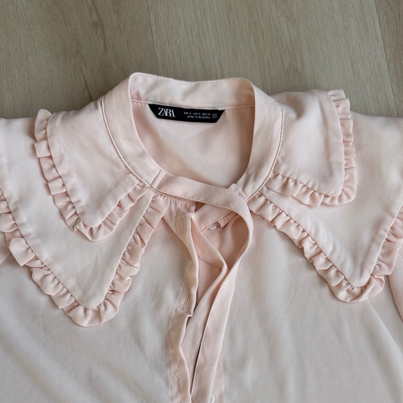 Zara Light Pink Ruffled Kids Blouse - Picture 2 of 4